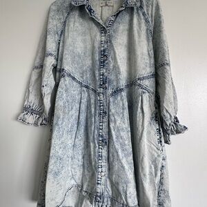 Free People Acid Wash Denim Mini Dress